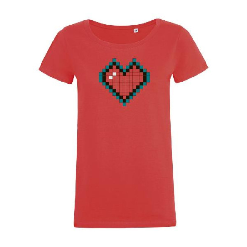 Футболка женская Pixel Heart, красная фото 2